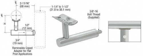 CRL Brushed Stainless Post Mounted Hand Railing Bracket by C.R. Laurence