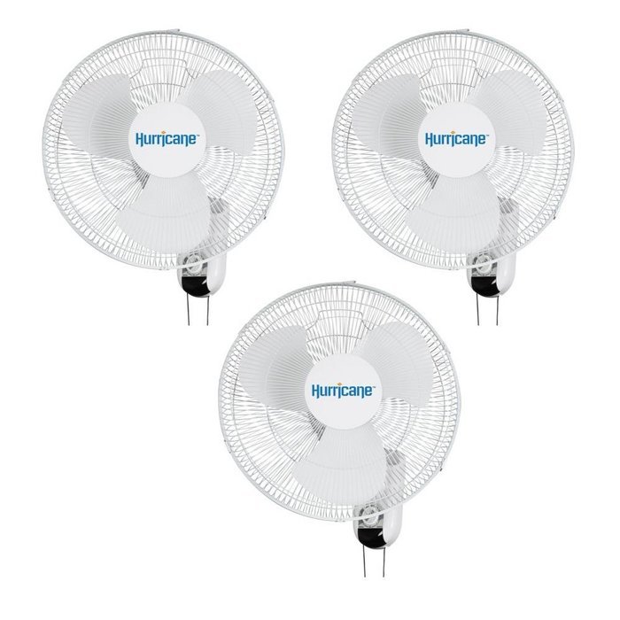 Hurricane Fans Classic 16" Wall Mount Oscillating Fan, 3 Count N2