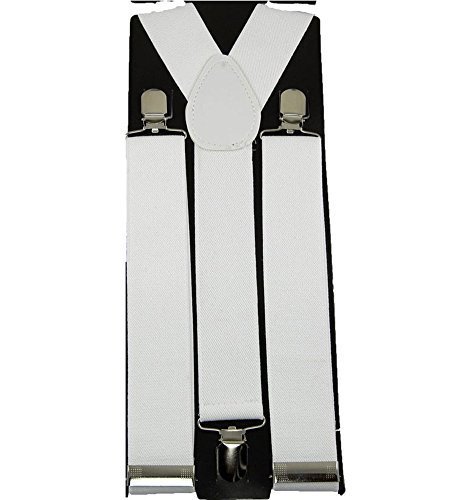 Wide White Suspenders by CoverYourHair