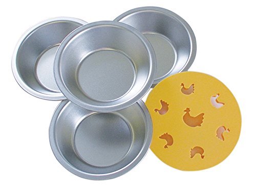 R & M 2734 Mini Pie Pans with Decorative Topper, Chicken, Set of 4