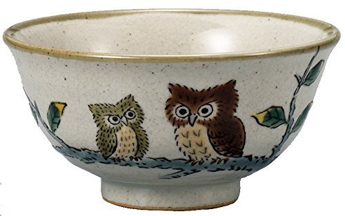 Kutani Pottery Rice Bowl Two Owls AP3-0630 From Japan