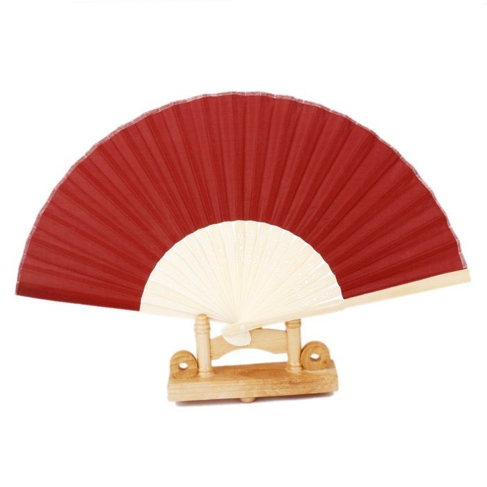 Chinese Folding Bamboo Fan Retro Hand Fan Wedding Party Favor Fan Wine Red N5