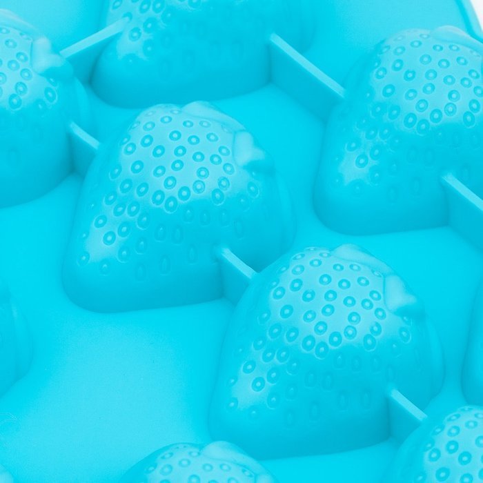 KeeSilic Silicone Ice Tray 10 Cavity Strawberry Blue