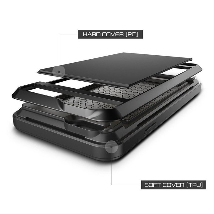 iPhone 7 Plus Case,Inspirationc Dual-Layer Hybrid Armor Wallet Case for iPhone 7 Plus 5.5 Inch--Black N16