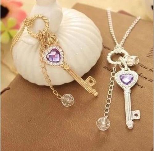 Fashion Women Long Chain Jewelry Bib Silver Gold Plated Crystal Pendant Necklace