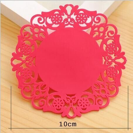 Drhob 6 PCS Medium Creative flower-shaped hollow silicone insulation against hot cup non-slip mats Random Color