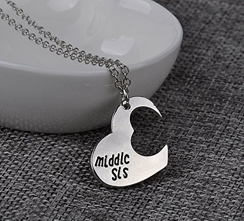 Hot Family Gift Big Middle Little Sister Heart Pendant Silver Plated Necklace N10
