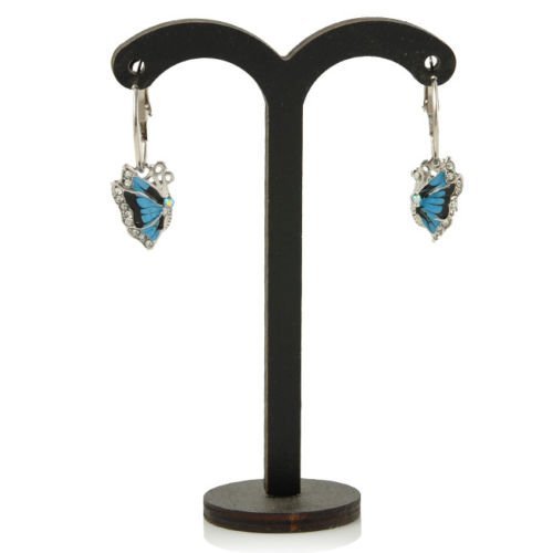 Butterfly Dangle Blue Crystal Rhinestone Enamel Hoop Earrings GIFT WOMEN 1Pair N6