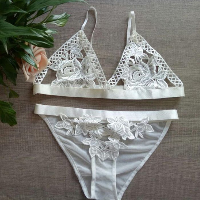 Underwear, PHOTNO Summer Beach Fashion Women Lace Super Crochet openwork Bra Set