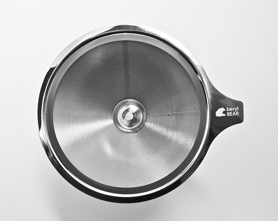 Stainless Steel Pour Over Coffee Dripper - Reusable Double Layer Mesh Filter and Coffee Scoop with Bag Clip