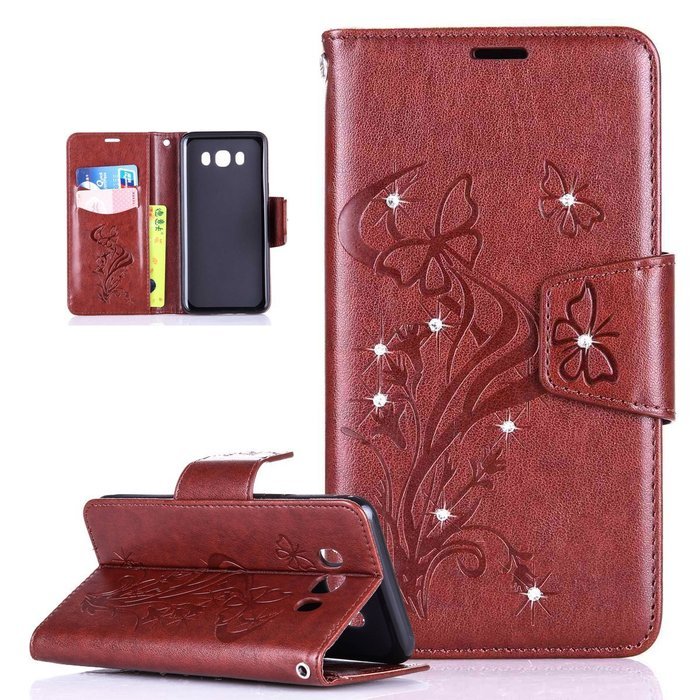 Galaxy J7 2016 Case,Galaxy J7 2016 Cover,ikasus Glitter Diamond Embossing Flowers Lily Butterfly PU Leather Flip... N15