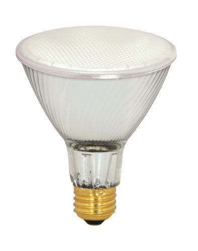 Satco S4210 39 Watt (50 Watt) 500 Lumens PAR30 Long Neck Halogen Flood 42 Degrees Frosted Light Bulb, Dimmable...