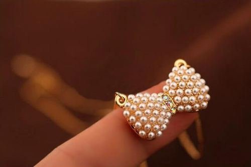 Fashion Bowknot Pearl Fashion Womens Bib Statement Chain Pendant Necklace 2016 N3
