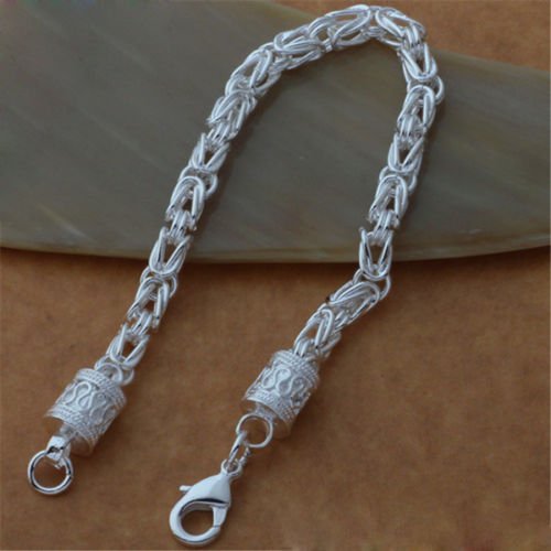 New Men's Fashion Jewelry Silver Plated Bracelet Chain Cuff Bangle N3