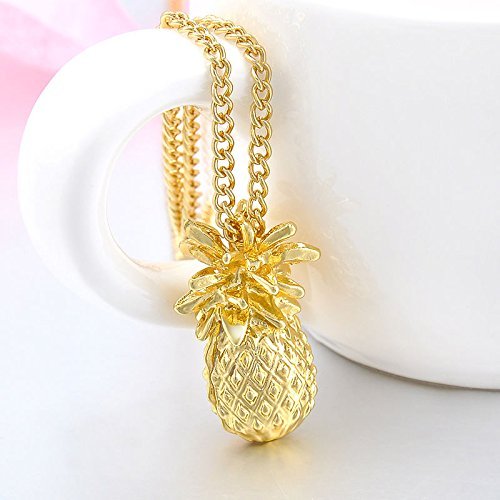 Summer Tiny Pineapple Cute Fruit Charm Gold Plate Long Chain Necklace Jewelry N4
