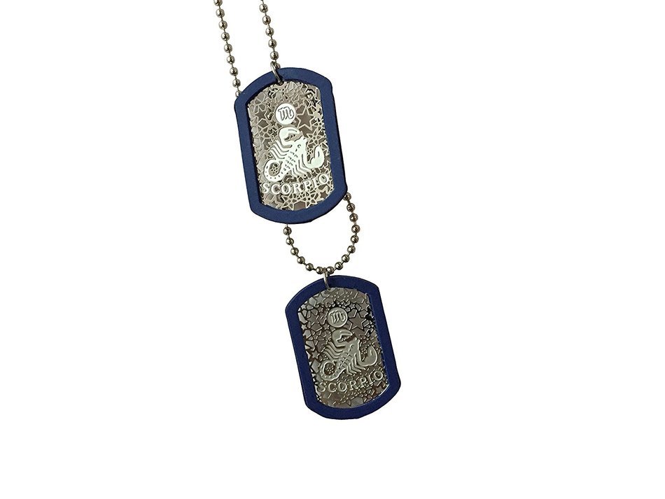 Storite Fashion "Scorpio" Square Blue Frame Locket/Nackless Metal Finish