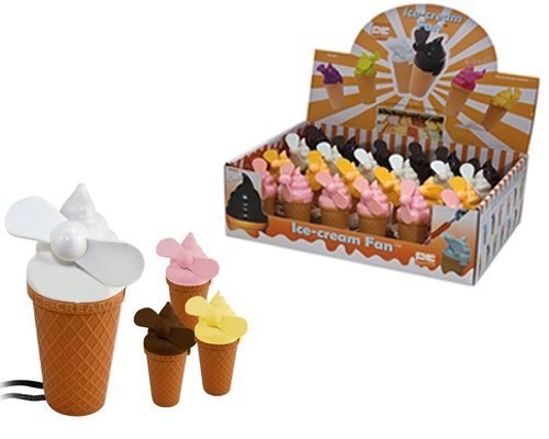 StealStreet SS-KD-5057-STRAWBERRY Battery Operated Foam Bladed Strawberry Ice Cream Fans (Set of 24), 4"