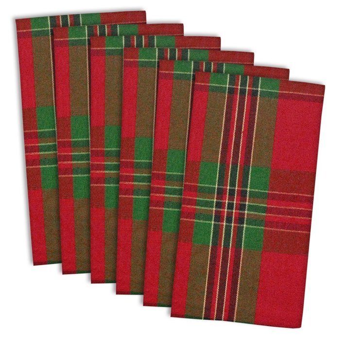 DII Christmas Holiday Holly Jolly Plaid Napkin, Set of 6 N32