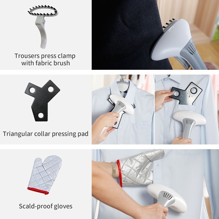 KAZOO 1500 ml Household Use Wrinkle Remover Clothes Fabric Garment Steamer Portable with Stand Blue N2