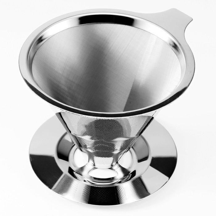 Stainless Steel Pour Over Coffee Dripper/Filter With FREE Stainless Steel Scoop & Bag Clip
