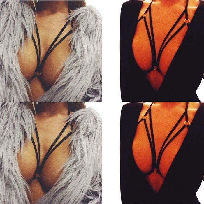 Underwear ，Beautyvan Comfortable Fashion Womens Elastic Bra Strappy Hollow Out Bra Bustier (L, Black)