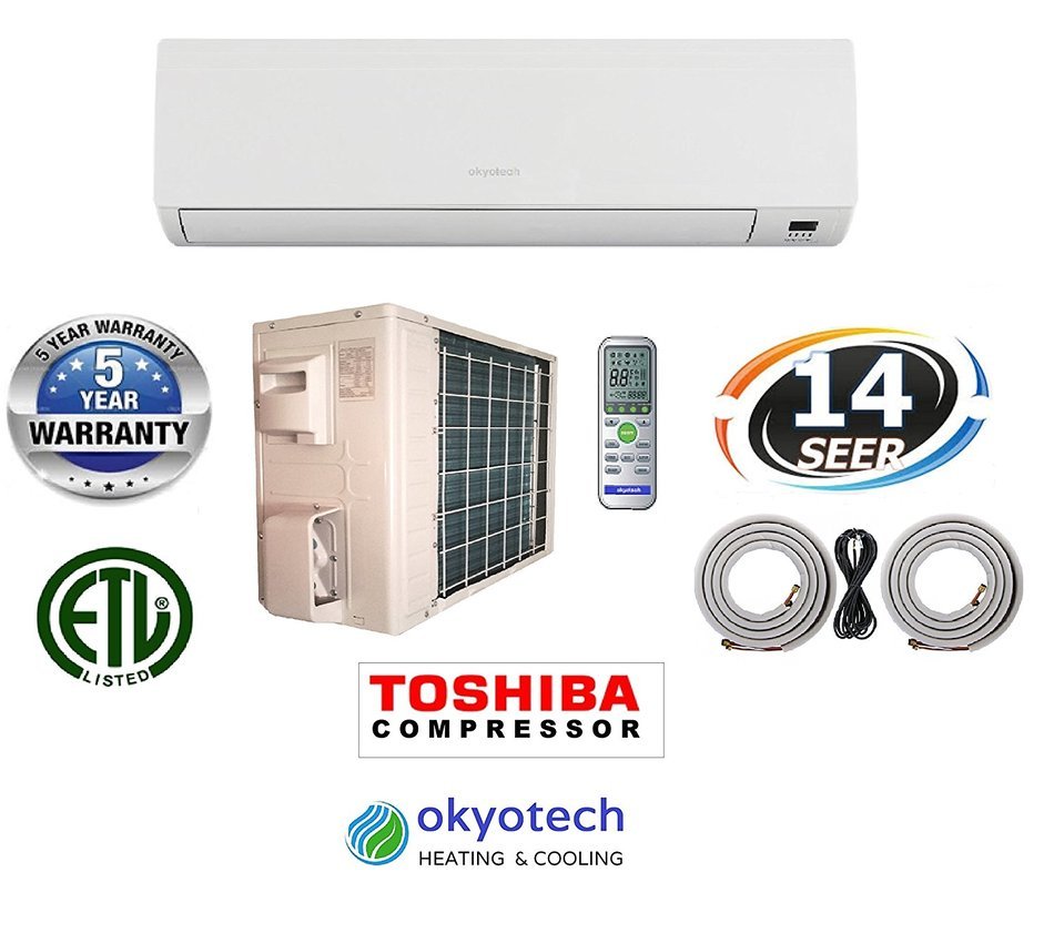 18,000 BTU 1.5 TON 14 SEER Ductless Mini Split Air Conditioner with Full Installation Set N11