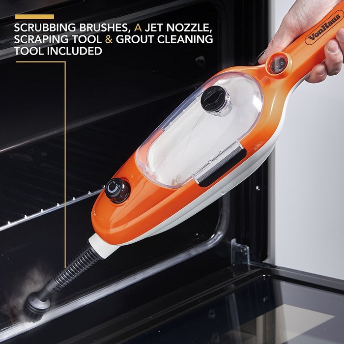 VonHaus 10 in 1 Upright and Handheld Steam Mop Cleaner with 2 Microfiber Pads and Multiple Attachments N4