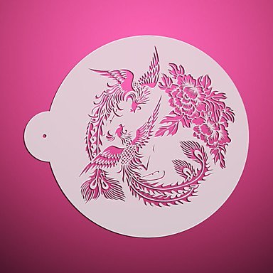 Sher 2Phoenix & Peony Design Cupcake Top Stencils ,Decorating Stencils for Cake,Flower Cake Stencil
