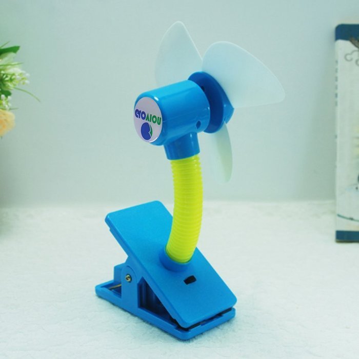 Glovion USB Clip-On Stroller Fan( Safe Blades Rechargeable &5.7Ft USB Cable) (Blue) N11