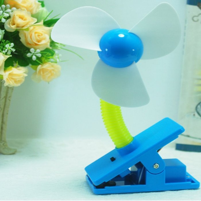 Glovion USB Clip-On Stroller Fan( Safe Blades Rechargeable &5.7Ft USB Cable) (Blue) N12
