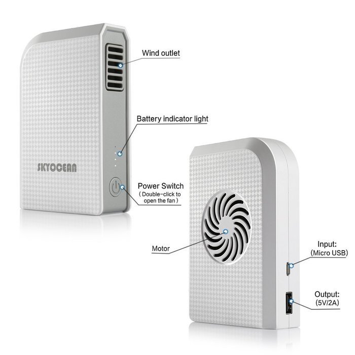 Portable Power Bank Fan Skyocean Mini Rechargeable Personal Fan with 6000mAh Portable Charger Best For Traveling... N16