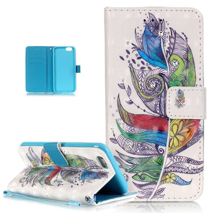 iPhone 6S Plus Case,iPhone 6 Plus Case,ikasus Glitter Diamond Colorful Painted PU Leather Flip Wallet Pouch Stand... N15