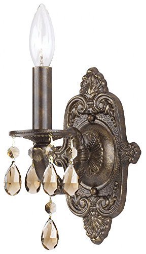 5021-VB-GTS Sutton 1LT Wall Sconce, Venetian Bronze Finish and Swarovski Elements Golden Teak Accents by Crystorama...
