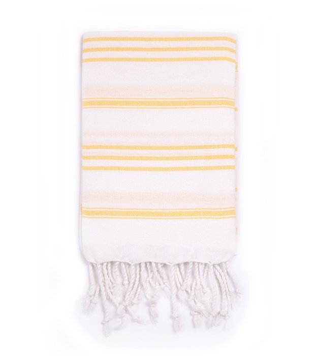Turkish-T Basic Hand Towel - White/Yellow