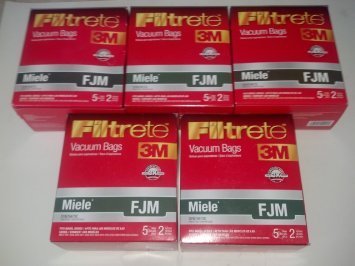 25 Miele Type FJM Premium HEPA Filtration Canister Vacuum Cleaner Bags + 5 Motor Filters, and 5 Exhaust Air Clean...