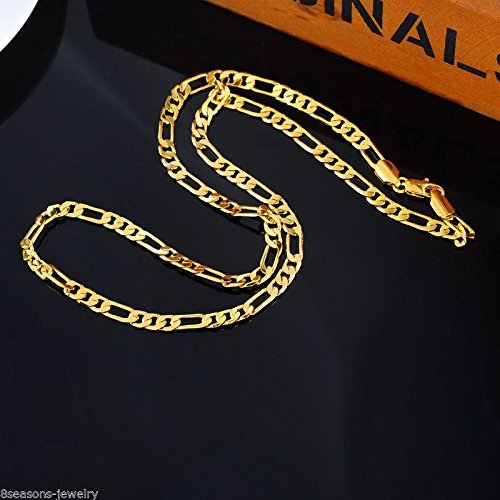 8SJ 24K Gold Plated 4.2mm Men's Links Chain Necklace 59.5cm N3