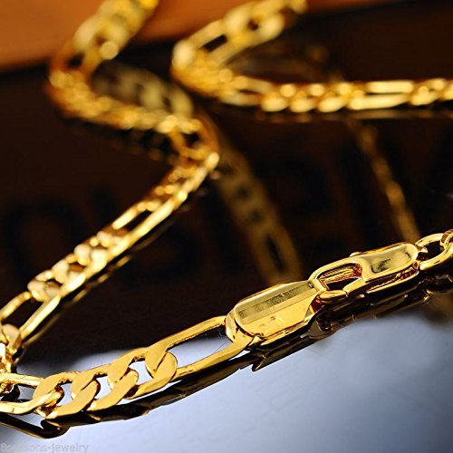 8SJ 24K Gold Plated 4.2mm Men's Links Chain Necklace 59.5cm N4