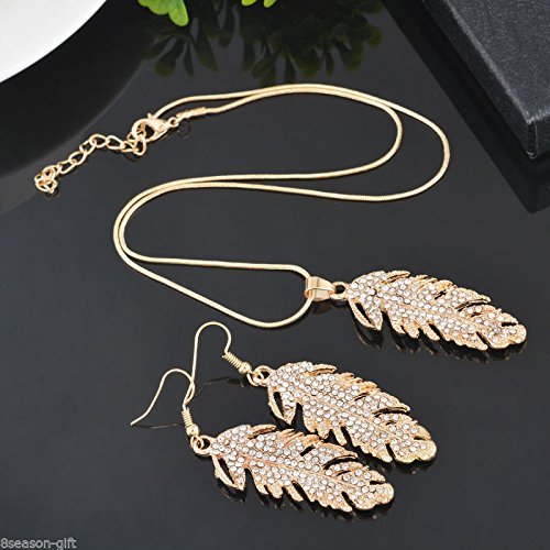 GIFT 1Set NEW Fashion Chic Crystal Earrings Necklace Jewelry 48cm N4