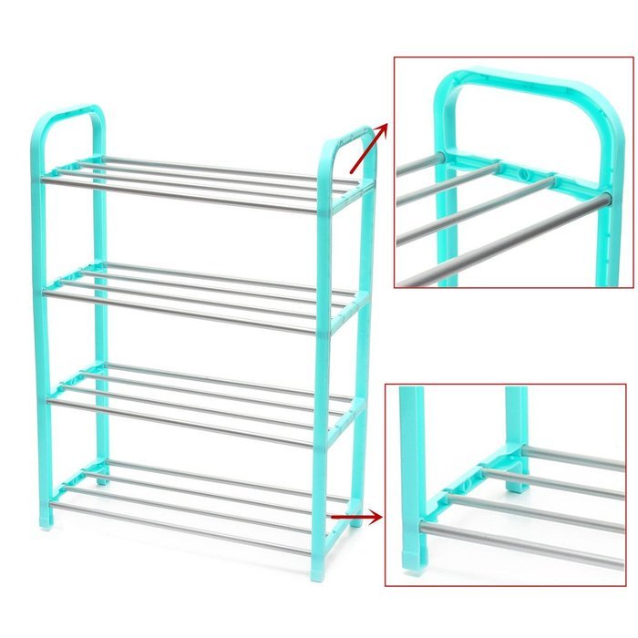 4 Tiers Shoes Display Storage Organizer Stainless Steel DIY Cabinet Towel Rack Stand Shelf Holder Unit Shelves N4