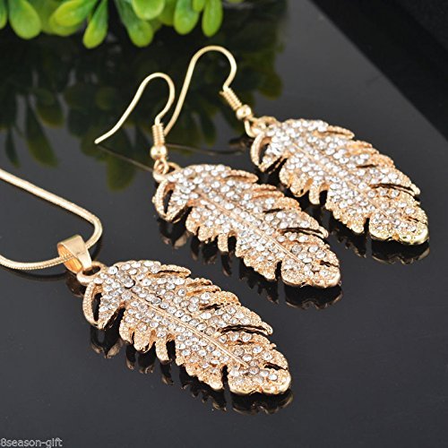 GIFT 1Set NEW Fashion Chic Crystal Earrings Necklace Jewelry 48cm N5