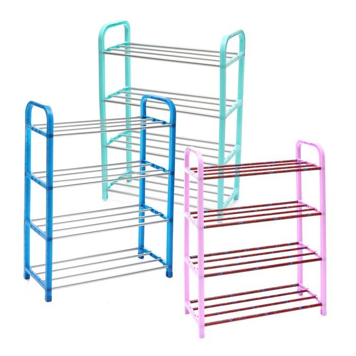 4 Tiers Shoes Display Storage Organizer Stainless Steel DIY Cabinet Towel Rack Stand Shelf Holder Unit Shelves N7