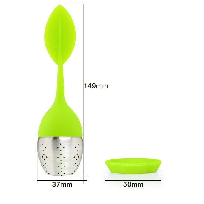 Tea Infuser, CCLV 4-Pack Silicone Tea Infuser Handle Stainless Steel Strainer Filter with Drip Tray
