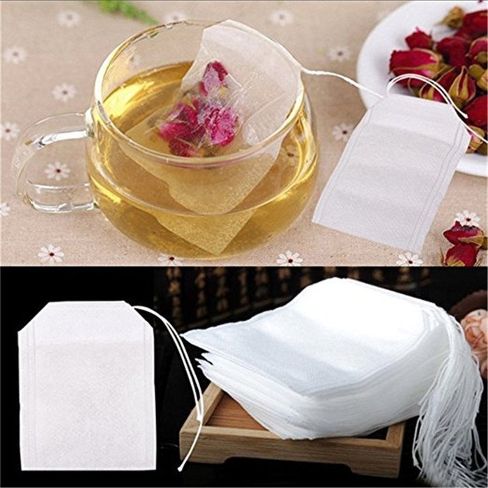 Thiroom 200pcs Disposable Filter Empty Teabags String Heat Seal Herb Loose Tea bag