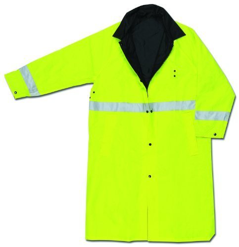 MCR Safety 7368CRL Luminator PVC/Nylon Reversible Coat with 2-Inch Silver Stripe, Lime/Black, Large by MCR Safety