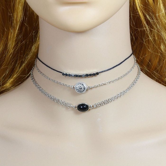 1Set Women Punk Gothnic Statement Pendant Black Velet Lace Chain Charms Necklace N5