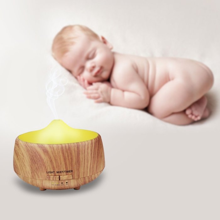 Essential Oil Diffuser, Angozo 250ml Wood Grain Aroma Humidifier Aromatherapy Diffuser with 7 Color LED Lights... N2