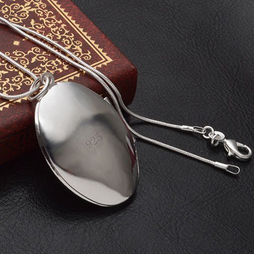 Stunning Silver Plated Carving Locket Pendant Chain Choker Necklace Jewelry N4
