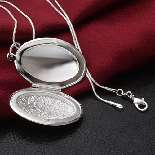 Stunning Silver Plated Carving Locket Pendant Chain Choker Necklace Jewelry N5