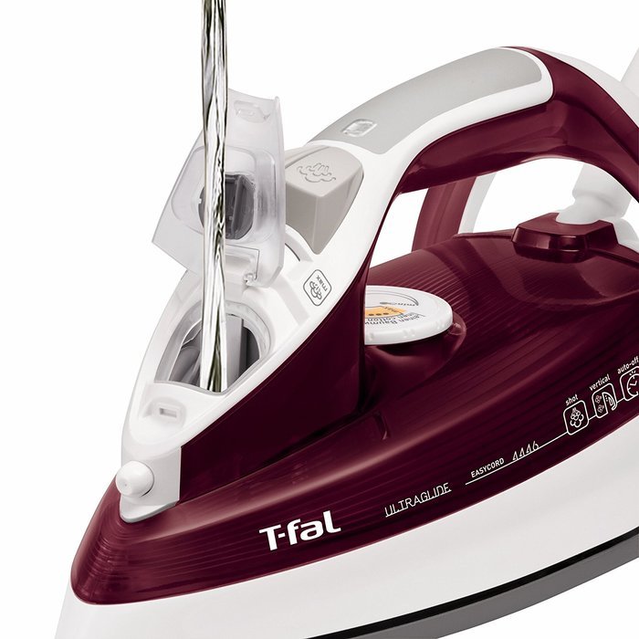 T-fal FV4446 Ultraglide Easycord Steam Iron Ceramic Scratch Resistant Non-Stick Soleplate with Auto-Off, 1700-... N2