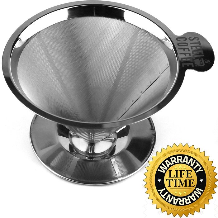 Premium Pour Over Coffee Dripper Professional Grade 304 Stainless Steel Drip Coffee Filter With Extra Large Handle...
